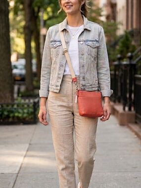 Coach Coral Leather Crossbody Bag with Front Pocket